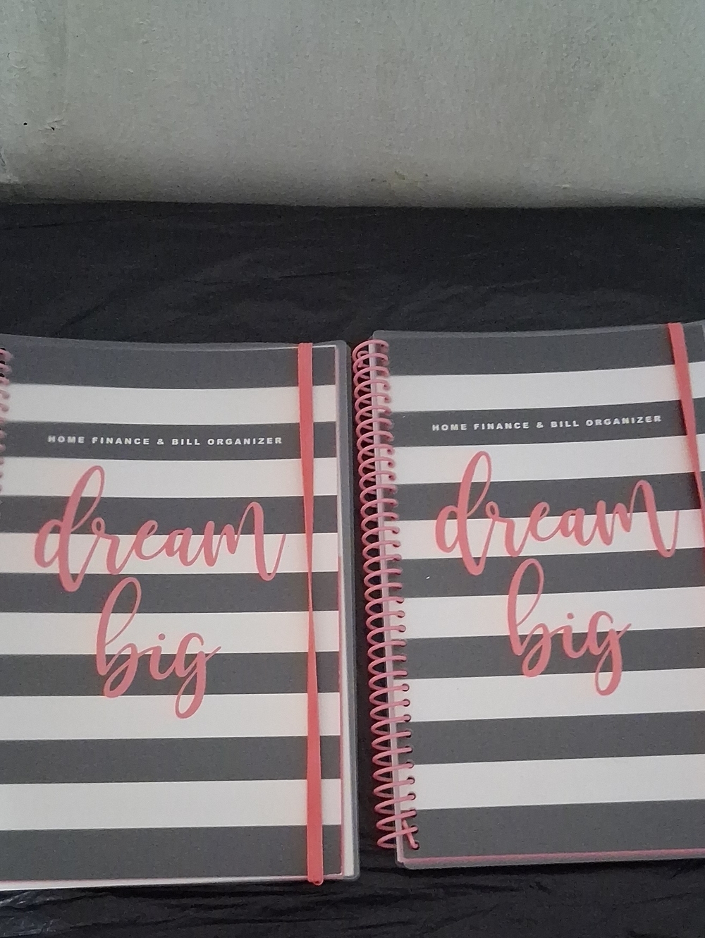 Dream Big Striped Planner Notebook - Pink & Gray